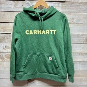 Carhartt Sweatshirt Boys XL 16 Hoodie Relaxed‎ Fit Green Spell Out Logo Pocket